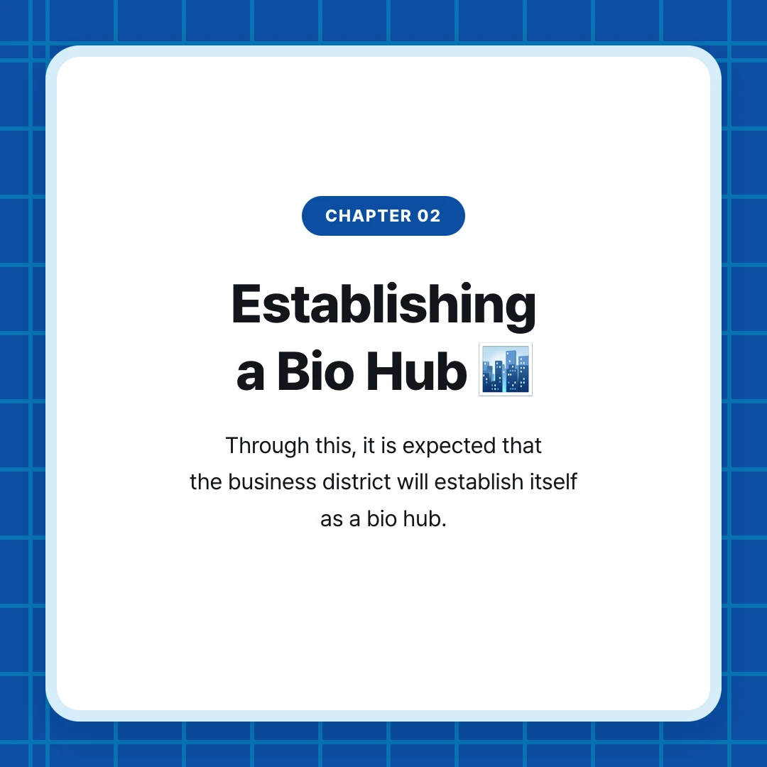 chapter 02. Establishing a Bio Hub 🏙️. Through this, it is expected that the business district will establish itself as a bio hub.