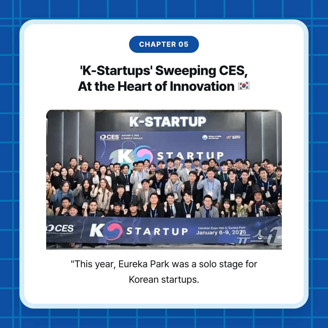 chapter 05. 'K-Startups' Sweeping CES, At the Heart of Innovation 🇰🇷. "This year, Eureka Park was a solo stage for Korean startups.